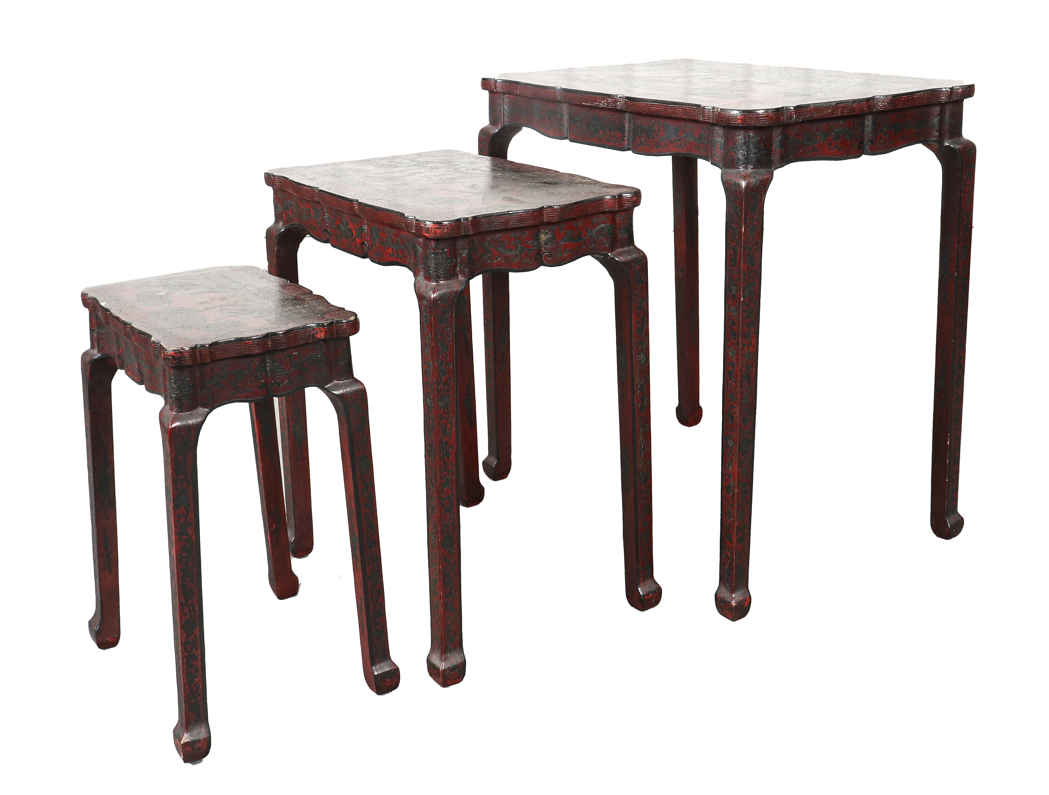 Appraisal: CHINESE NESTING TABLES SET OF Chinese set of three nesting