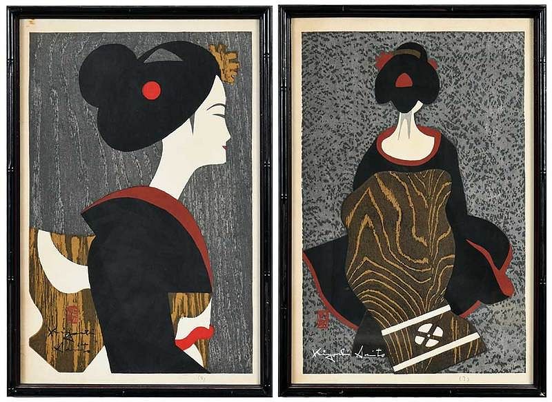 Appraisal: Kiyoshi Saito Japanese - Two prints Maiko Maiko sosaku-hanga movement