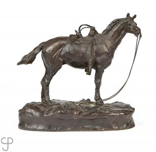 Appraisal: After Charles Marion Russell Standing saddled horse bears initials and