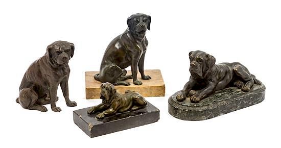 Appraisal: A Group of Four Bronze Mastiff Figures Width of widest