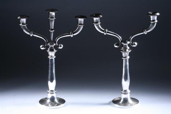 Appraisal: PAIR CONTINENTAL SILVER CANDLESTICKS late th century With separate candelabra