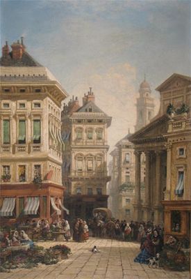 Appraisal: William Wyld - A continental street scene Signed Oil on