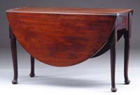 Appraisal: MAHOGANY QUEEN ANNE DROP-LEAF DINING TABLE Half round deep leaves