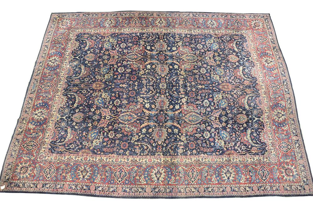 Appraisal: Indo Kashan Oriental Carpet signed one small hole ' x