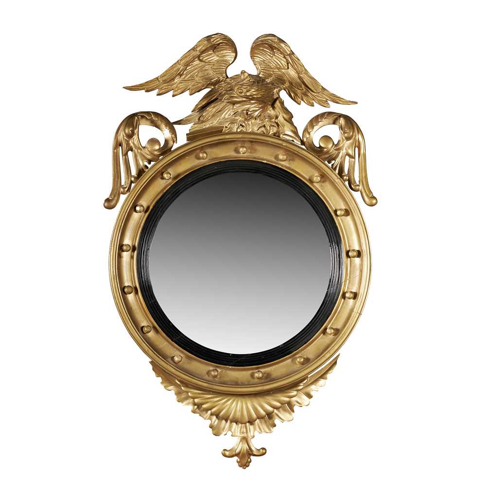 Appraisal: REGENCY GILTWOOD CONVEX MIRROR EARLY TH CENTURY with an eagle