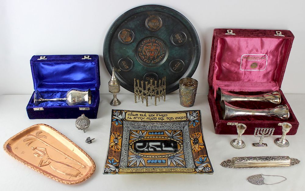 Appraisal: JUDAICA Assorted Grouping of Judaica Inc Silver Includes a boxed