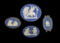 Appraisal: Four Wedgwood Cobalt Blue Dip Medallions ca late s The