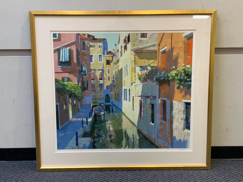 Appraisal: Howard Behrens American Venetian Canal Scene Serigraph Frame x in