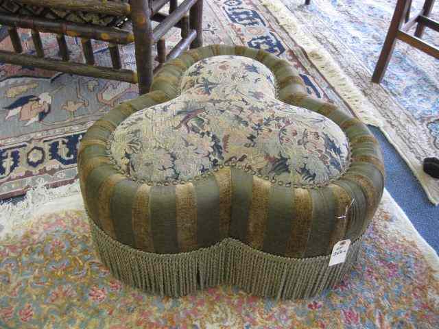 Appraisal: Upholstery Ottoman floral brocade with tassel trim '' tall ''