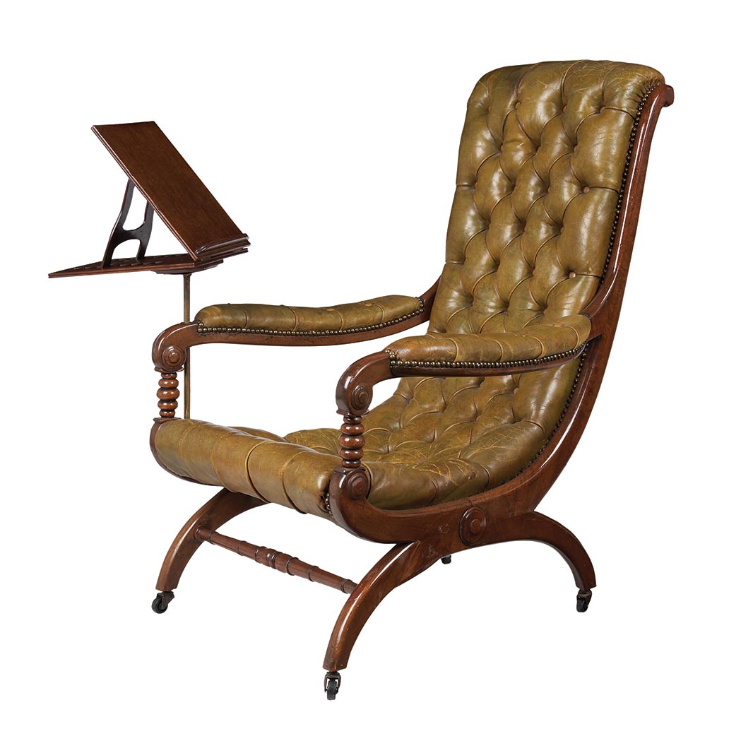 Appraisal: Victorian Mahogany Reading Chair Mid th century With a curved