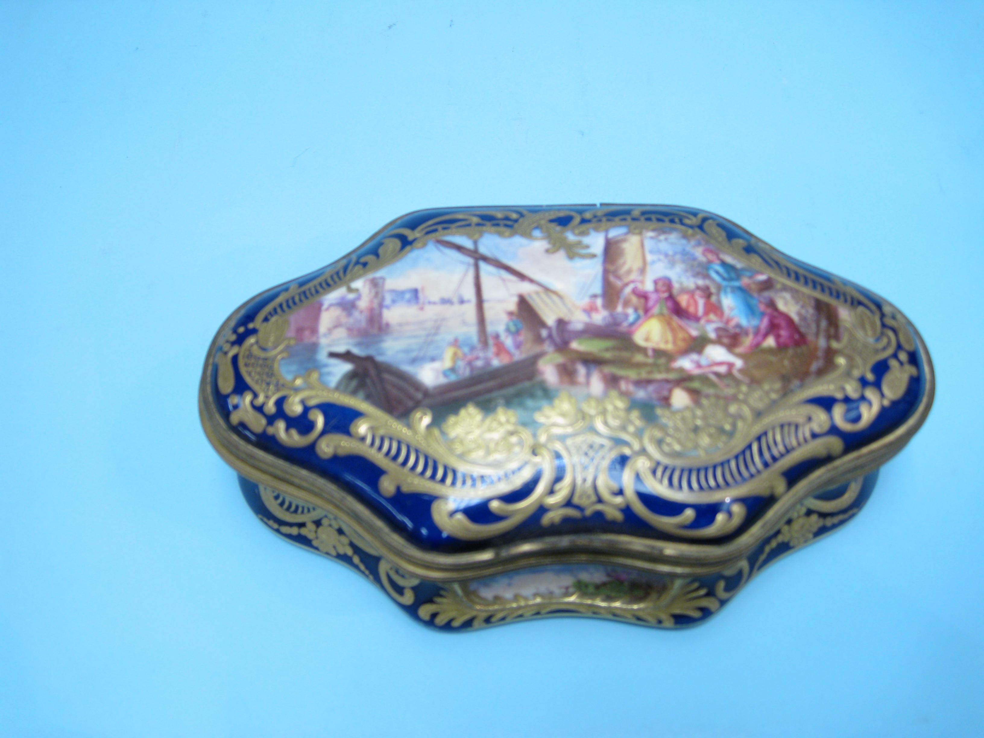 Appraisal: A th Century Vienna style lozenge shape Casket finely painted