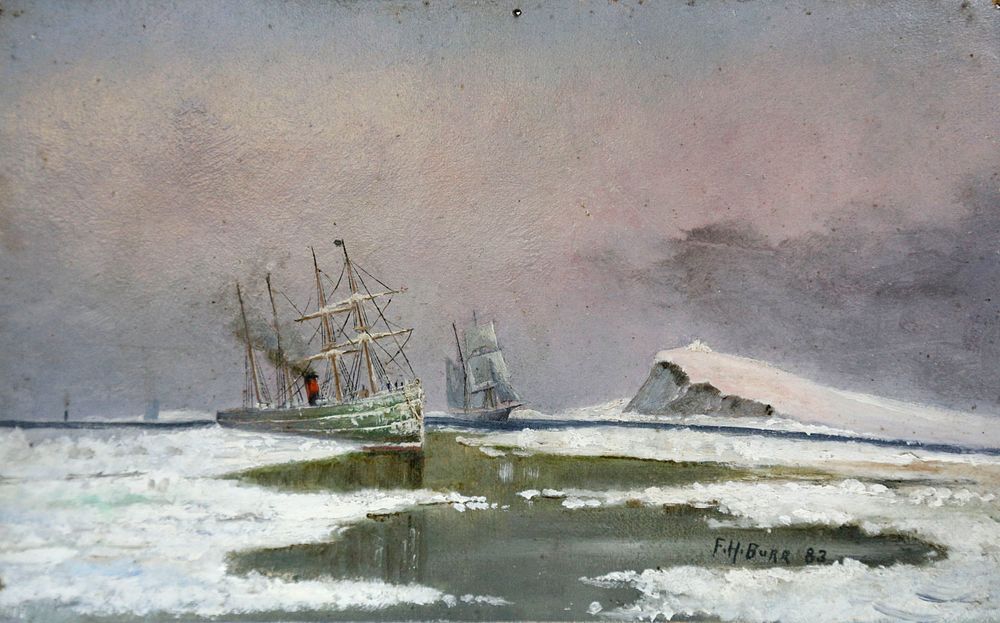 Appraisal: Two F H Burr Oils on Artist Board Maritime Paintings