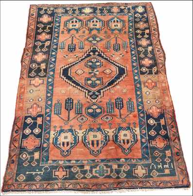 Appraisal: Serapi Carpet Muted colors faint pink ground with dark blue