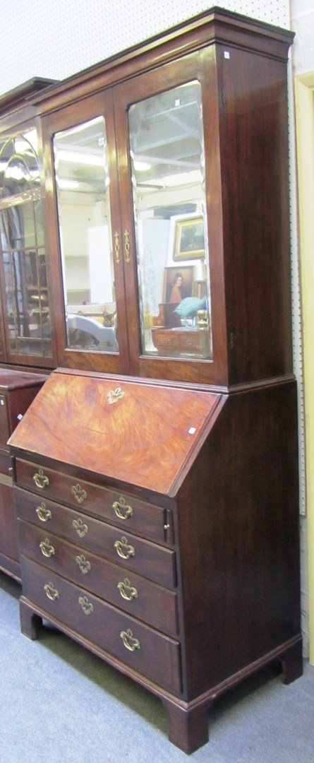 Appraisal: A mid th century mahogany bureau bookcase the pair of