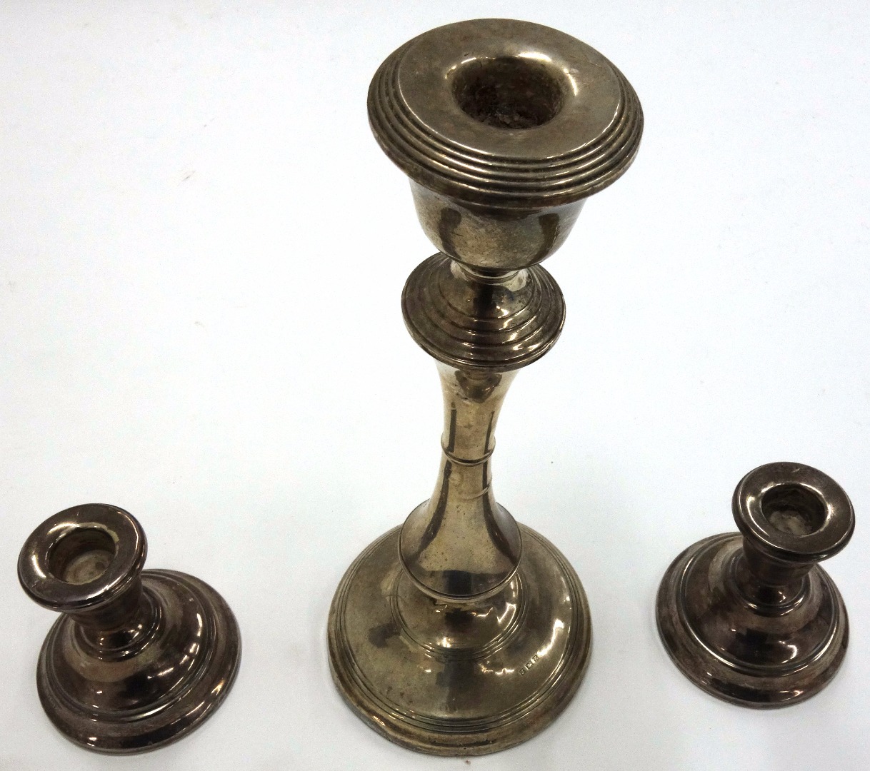 Appraisal: A George III style silver candlestick Birmingham with turned stem