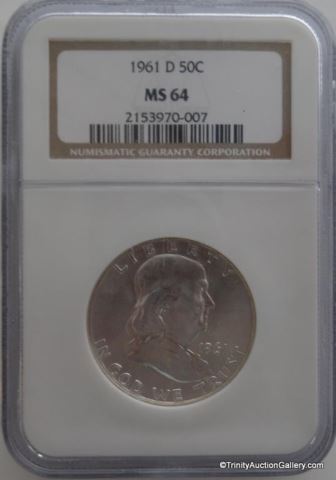 Appraisal: -D Franklin MS Silver Half Dollar CoinGraded certified and slabbed