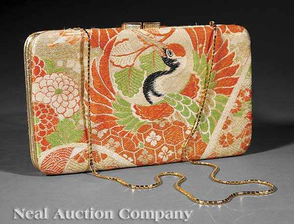 Appraisal: Two Judith Leiber Evening Bags comprising a brightly embroidered Asian