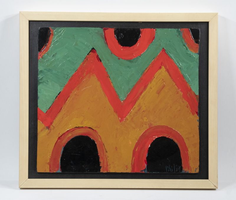 Appraisal: PHILIP BARTER ME CA - Geometric Image oil on board