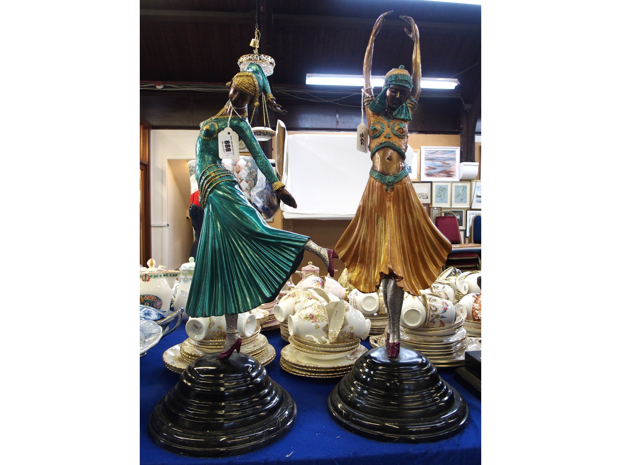 Appraisal: Two Art Deco style sculptures of dancers