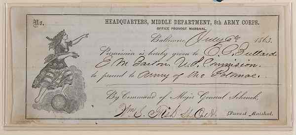 Appraisal: Civil War - Manuscripts Civil War Provost Pass for Edmund