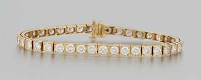 Appraisal: A Ladies' Diamond Tennis Bracelet k yellow gold bracelet set