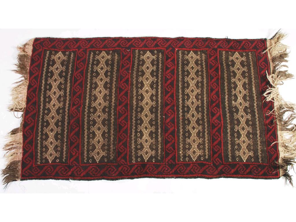 Appraisal: EASTERN RUG with five kelim ladder stripes with repeat diamond