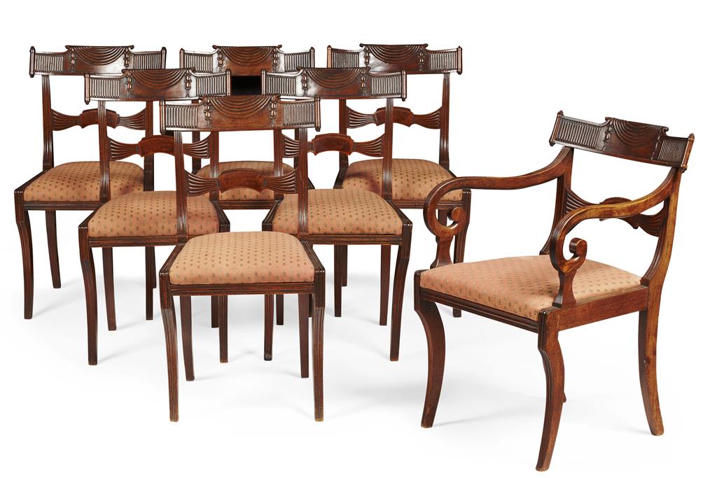 Appraisal: SET OF SEVEN LATE REGENCY MAHOGANY DINING CHAIRS CIRCA comprising