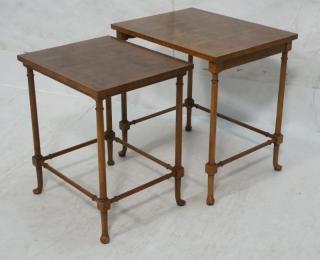 Appraisal: pc BAKER Antique Walnut Nesting Tables Tabletop pc BAKER Antique