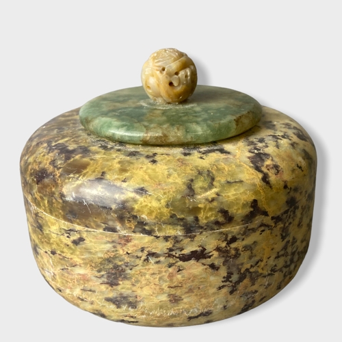 Appraisal: A Chinese Stone and Jade trinket powder Box x cm