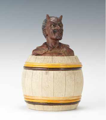 Appraisal: A Johann Maresch Figural Tobacco Humidor with Devil and Barrel