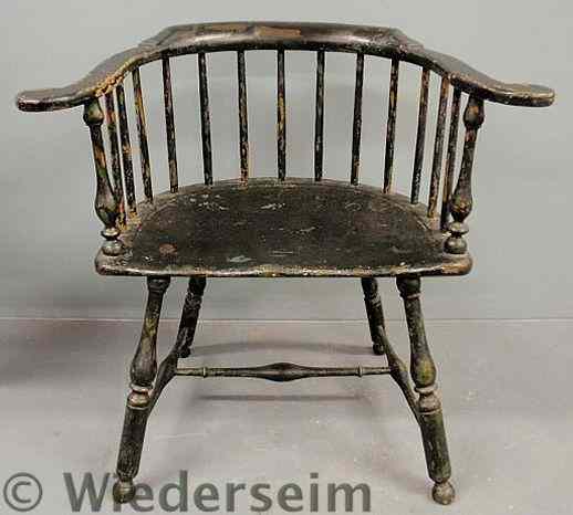 Appraisal: Philadelphia Windsor bow-back armchair c with baluster turned arm supports