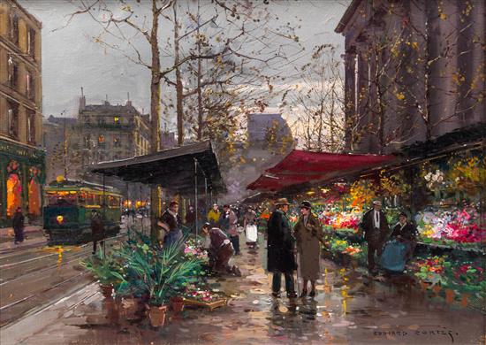 Appraisal: Sale Lot Edouard Leon Cortes French The Flower Market oil