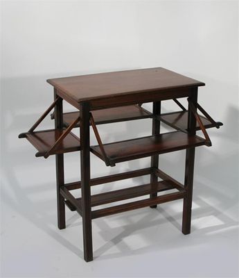 Appraisal: An Aesthetic Movement mahogany table rectangular section with drop-down shelves