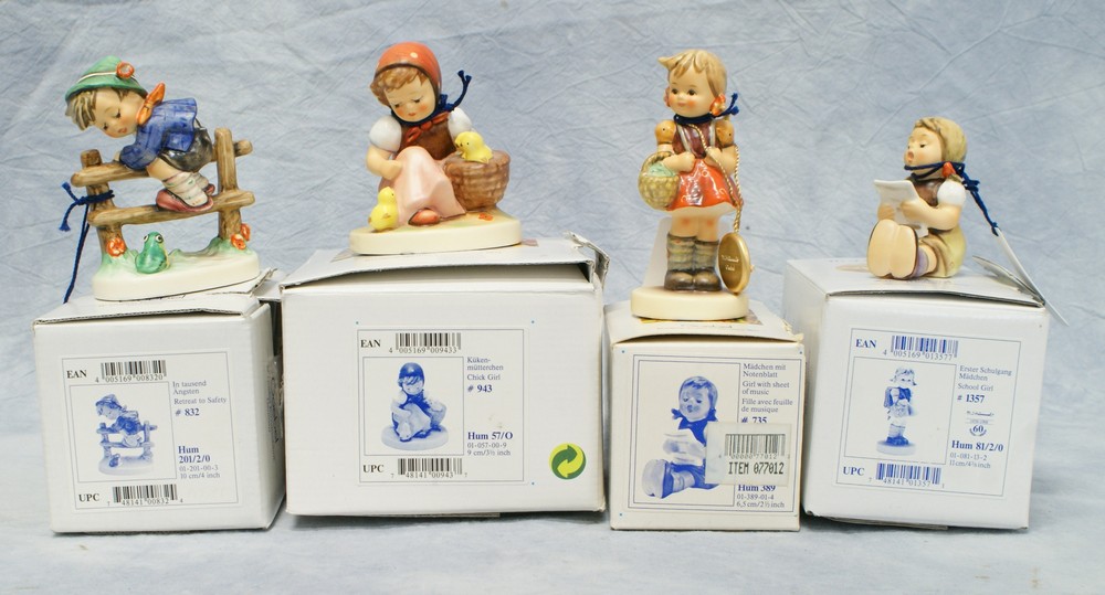 Appraisal: Hummel figurines Girl with Sheet Music Hum Retreat to Safety