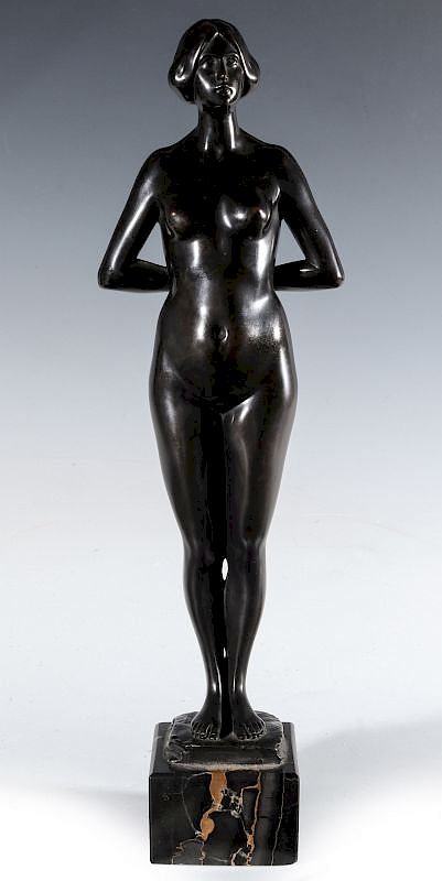 Appraisal: AN EARLY TH C ART NOUVEAU BRONZE FEMALE FIGURE The