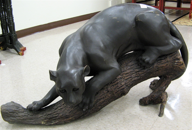 Appraisal: BRONZE WILDLIFE FLOOR SCULPTURE the study of a panther on