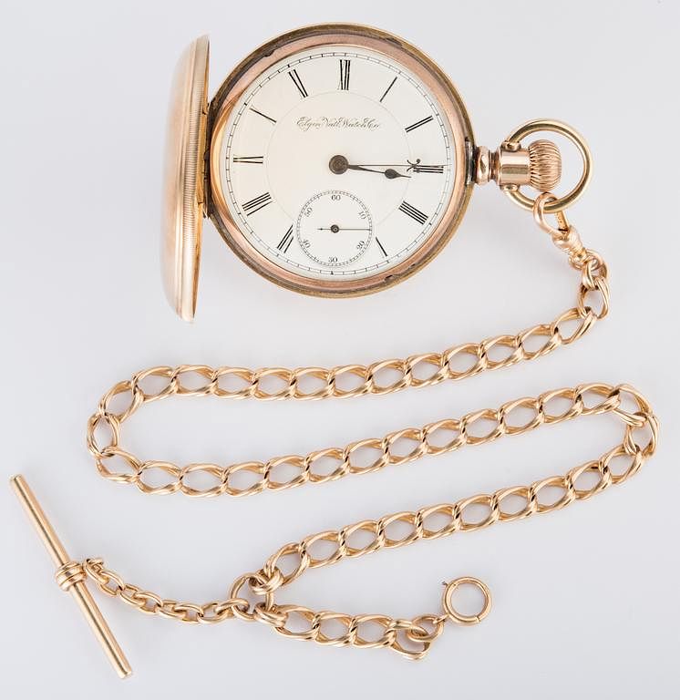 Appraisal: K Elgin Pocketwatch K chain K yellow gold Elgin National