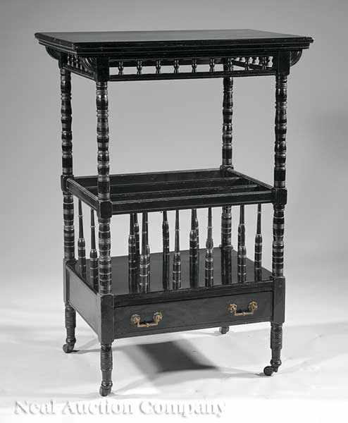 Appraisal: An English Arts and Crafts Ebonized Canterbury c attributed to