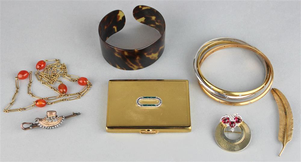 Appraisal: GROUP OF GOOD COSTUME JEWELRY including a gilt feather pin