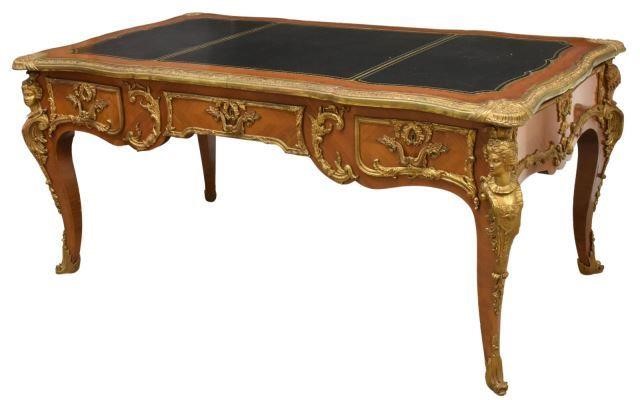 Appraisal: Louis XV style mahogany writing desk J Sargues early th