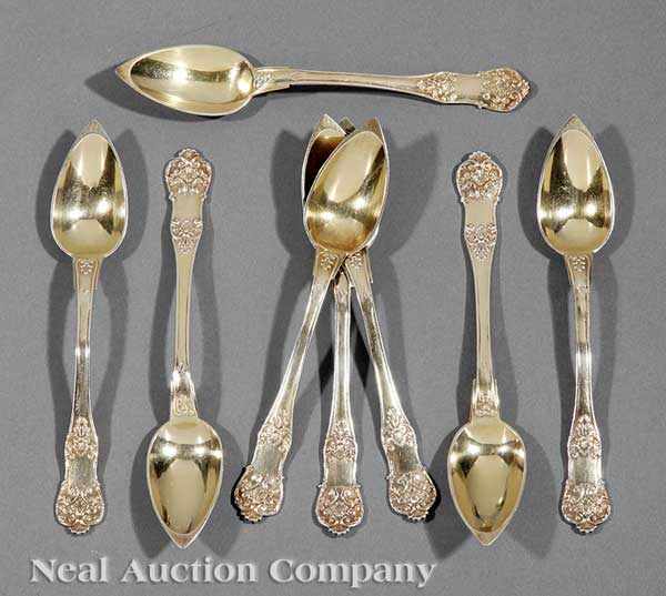 Appraisal: A Set of Eight Antique French st Standard Silver Gilt