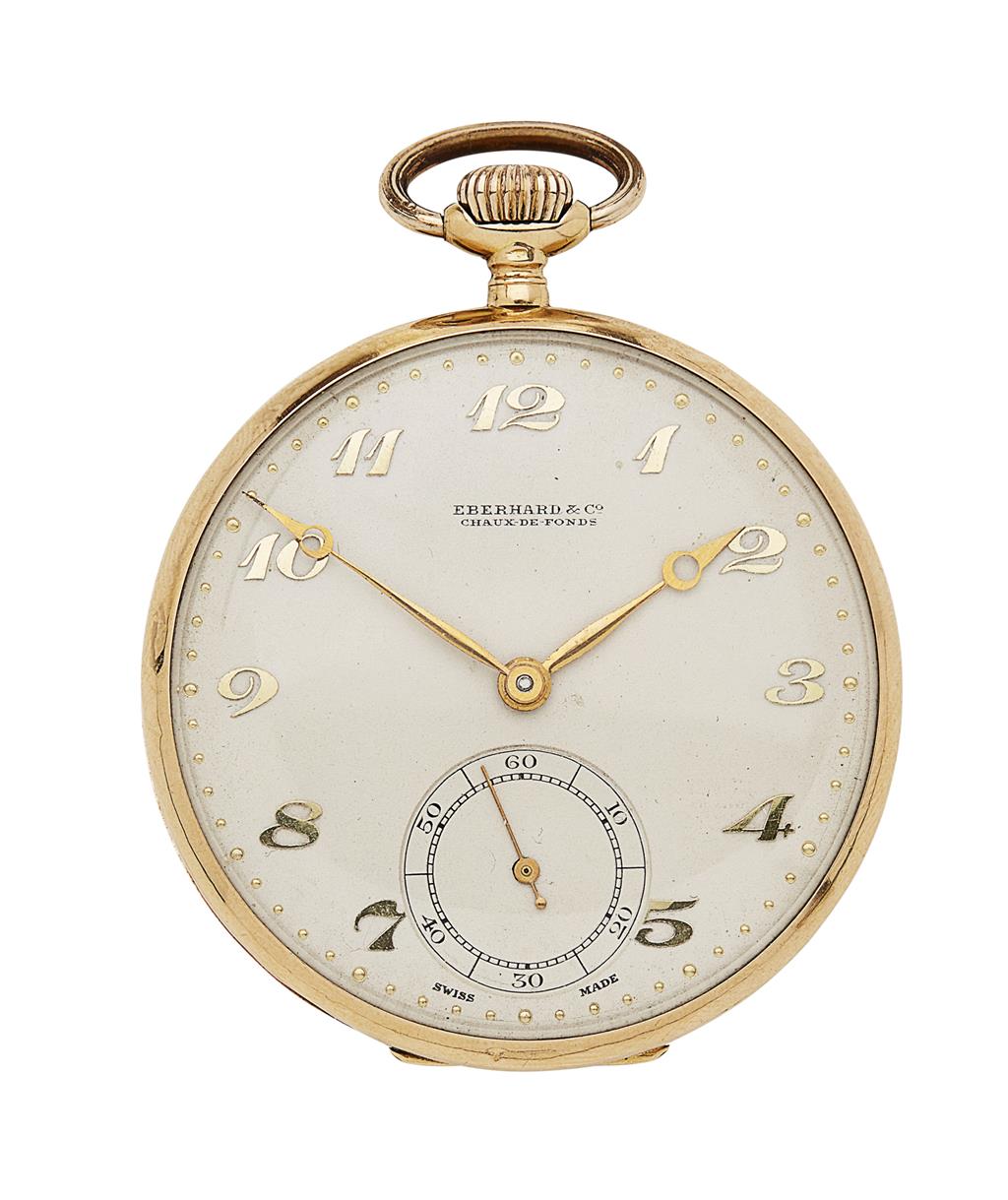 Appraisal: EBERHARD - A gentleman's gold cased pocket watch cream dial