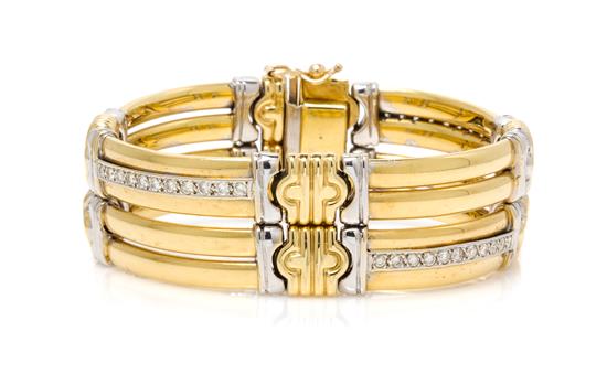 Appraisal: Sale Lot An Karat Bicolor Gold and Diamond Bracelet in