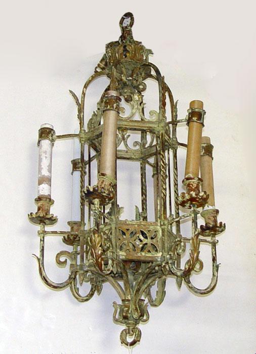 Appraisal: MIXED METAL GOTHIC STYLE CHANDELIER From the Soreno Hotel in