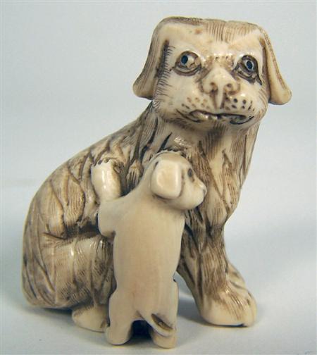 Appraisal: JAPANESE CARVED IVORY OKIMONO EARLY TH CENTURY depicting a seated