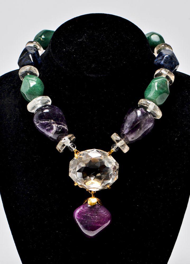 Appraisal: Phiippe Ferrandis Quartz Hardstone Necklace Phiippe Ferrandis Paris faceted quartz