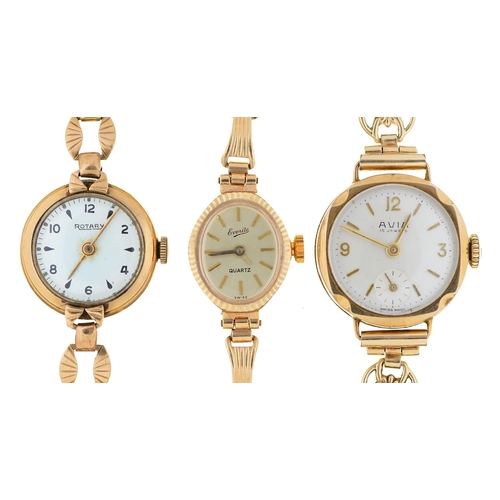 Appraisal: Three various ct gold lady's wristwatches each with gold bracelet