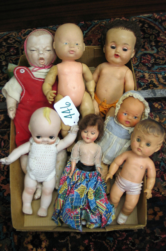 Appraisal: A GROUP OF ASSORTED DOLLS including a repro all bisque