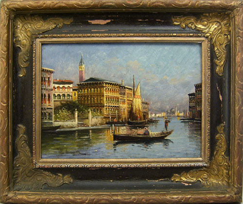 Appraisal: Oil on board Venetian scene ca signed L Eiserth x