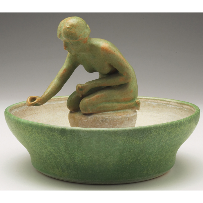 Appraisal: Walrath bowl applied kneeling female figure all covered in a